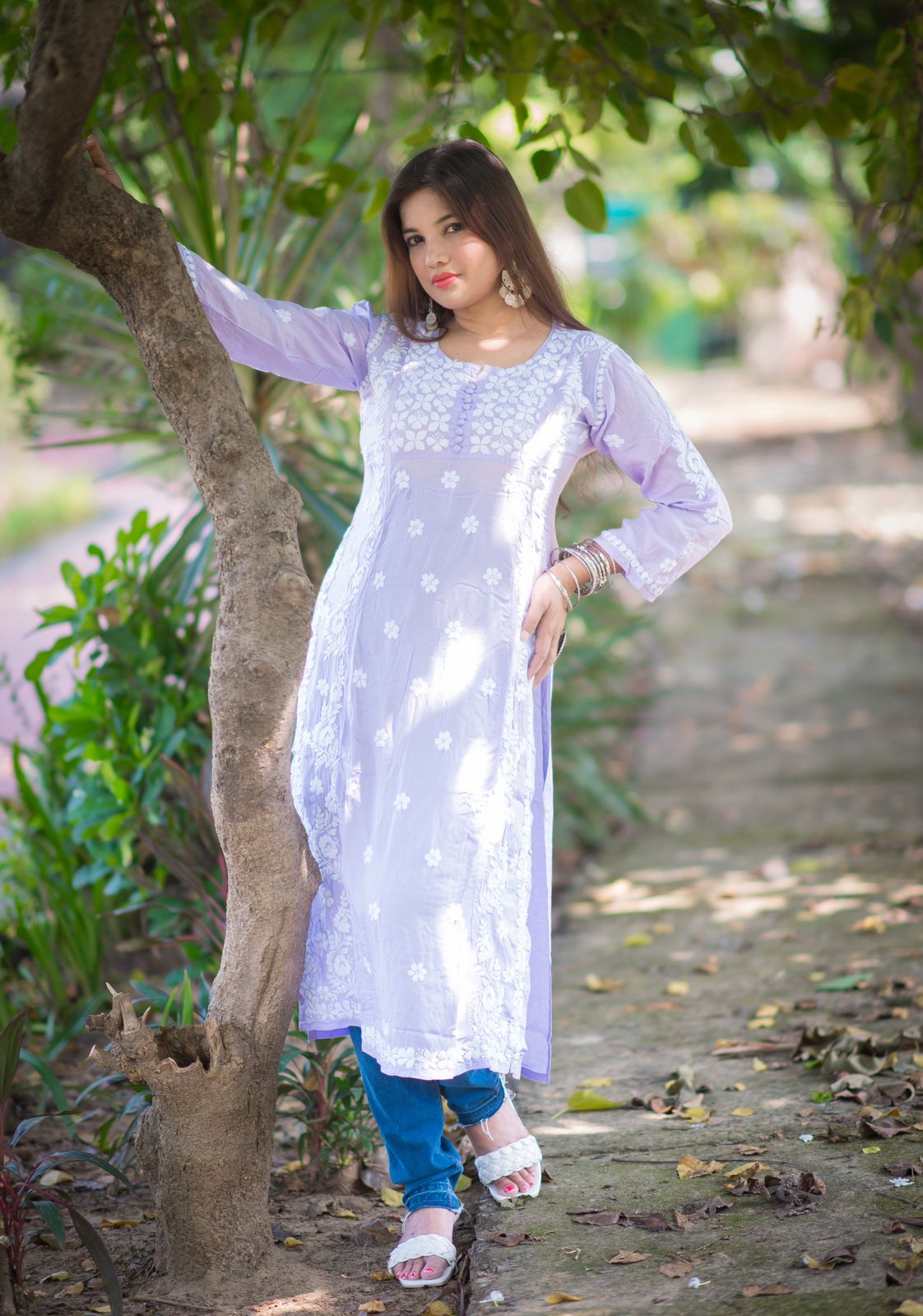 Lavender Modal Yog Chikankari Kurti | Soft & Elegant Daily Wear | Ayeshkari