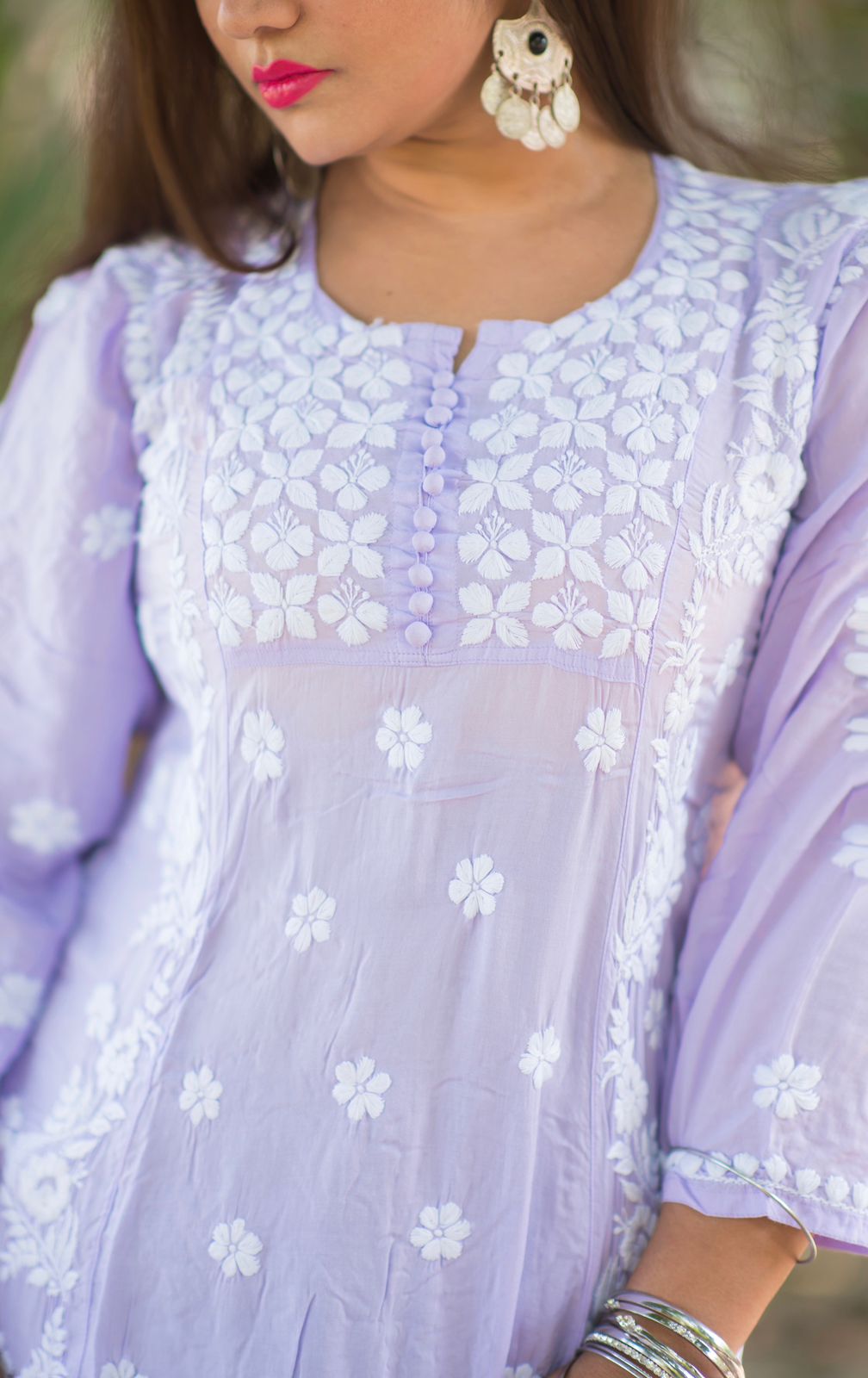 Lavender Modal Yog Chikankari Kurti | Soft & Elegant Daily Wear | Ayeshkari