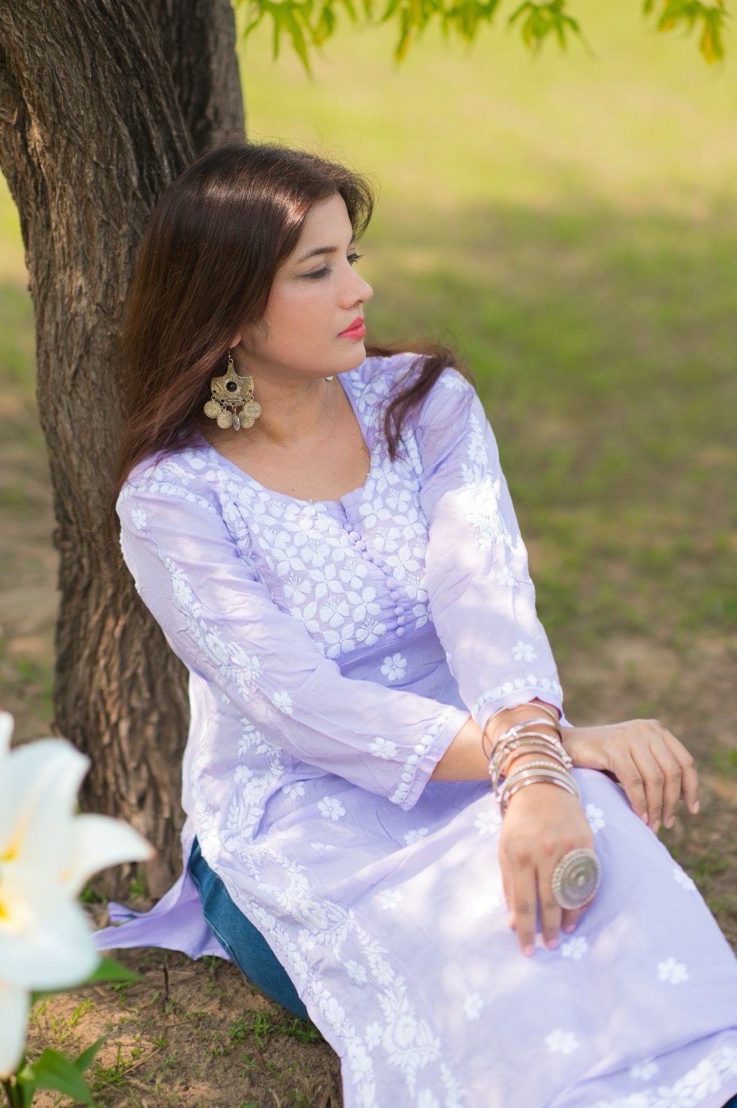 Lavender Modal Yog Chikankari Kurti | Soft & Elegant Daily Wear | Ayeshkari